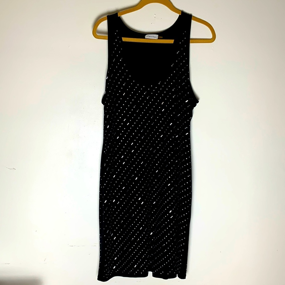 Calves n Klein Black, racer back, bejeweled Dress